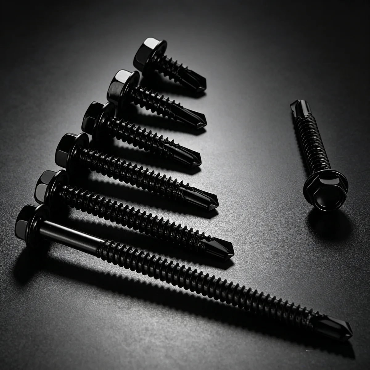 black zinc plated hex head self drilling screws