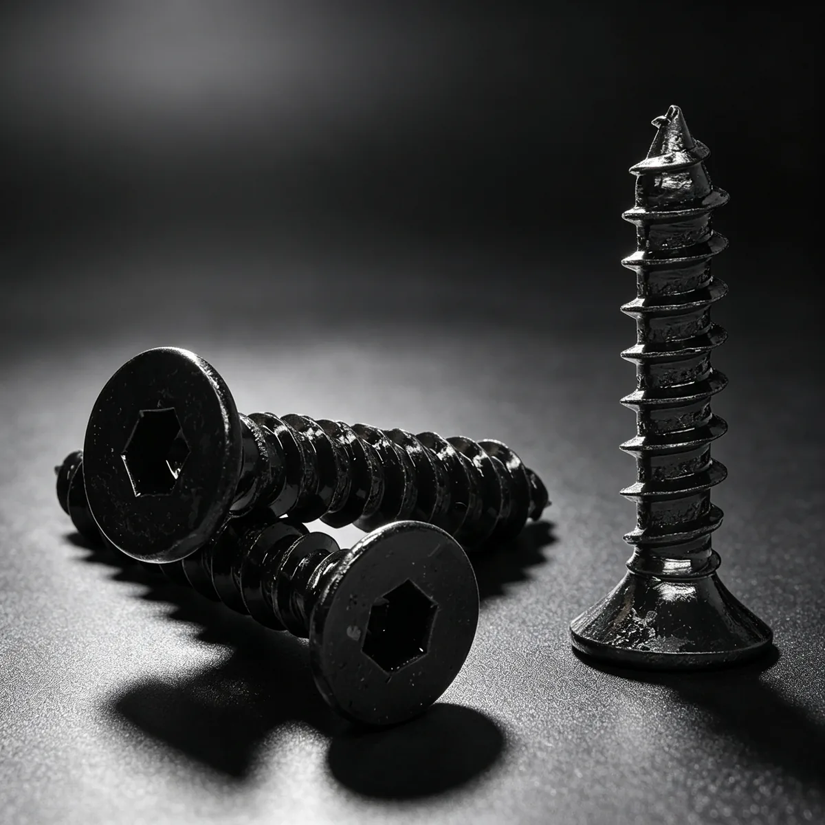 black zinc plated hexagon socket flat head self tapping screws