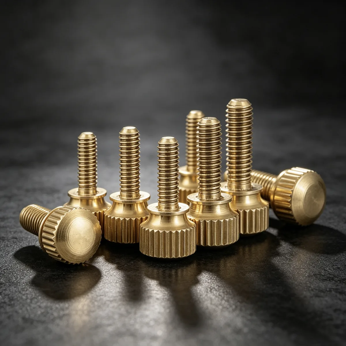 brass copper bronze round head knurled thumb machine screw bolt