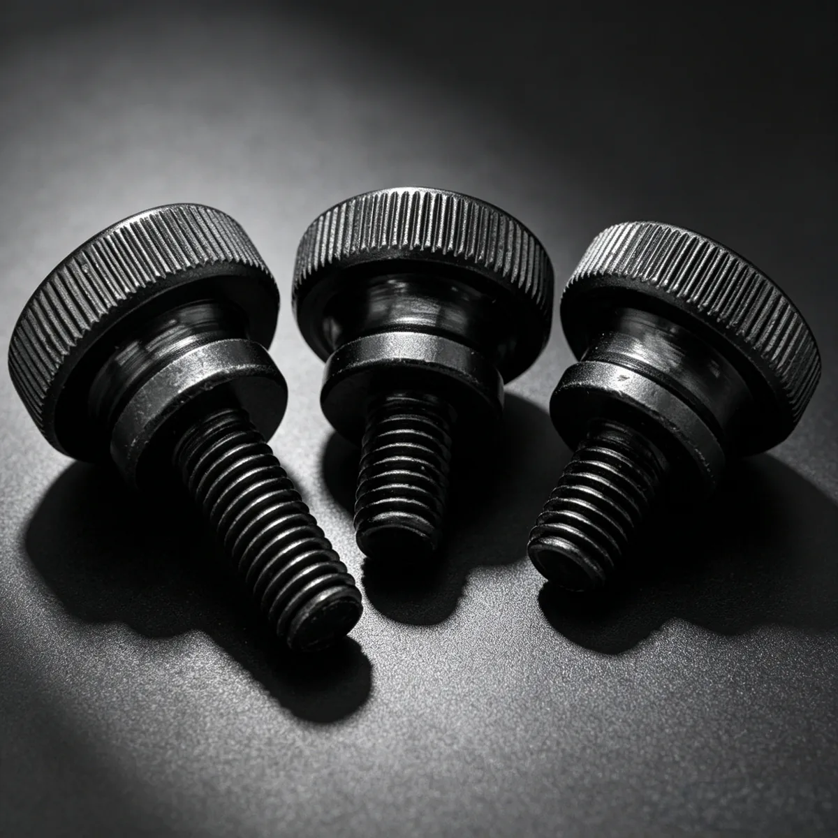 black oxide slotted carbon steel knurled thumb screws