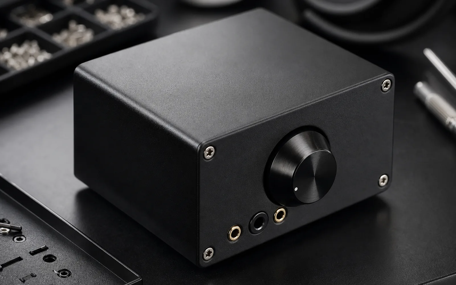 Micro screws fitted to a compact consumer electronics enclosure