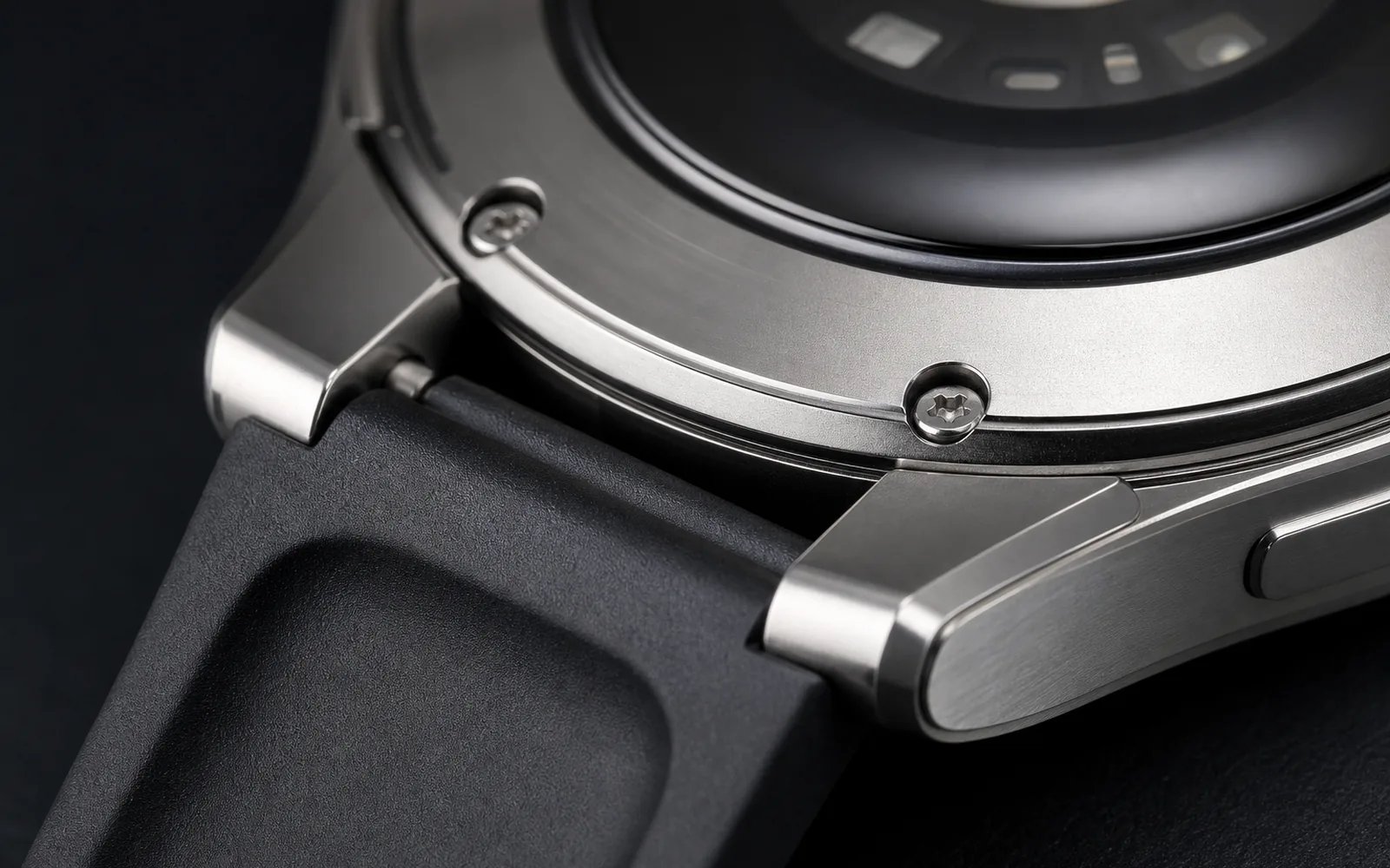 Micro screws on a premium watch case and band connection