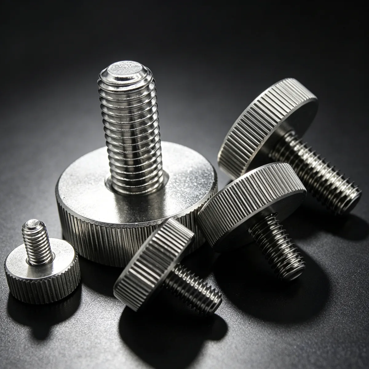 stainless steel flat head knurled thumb machine screw