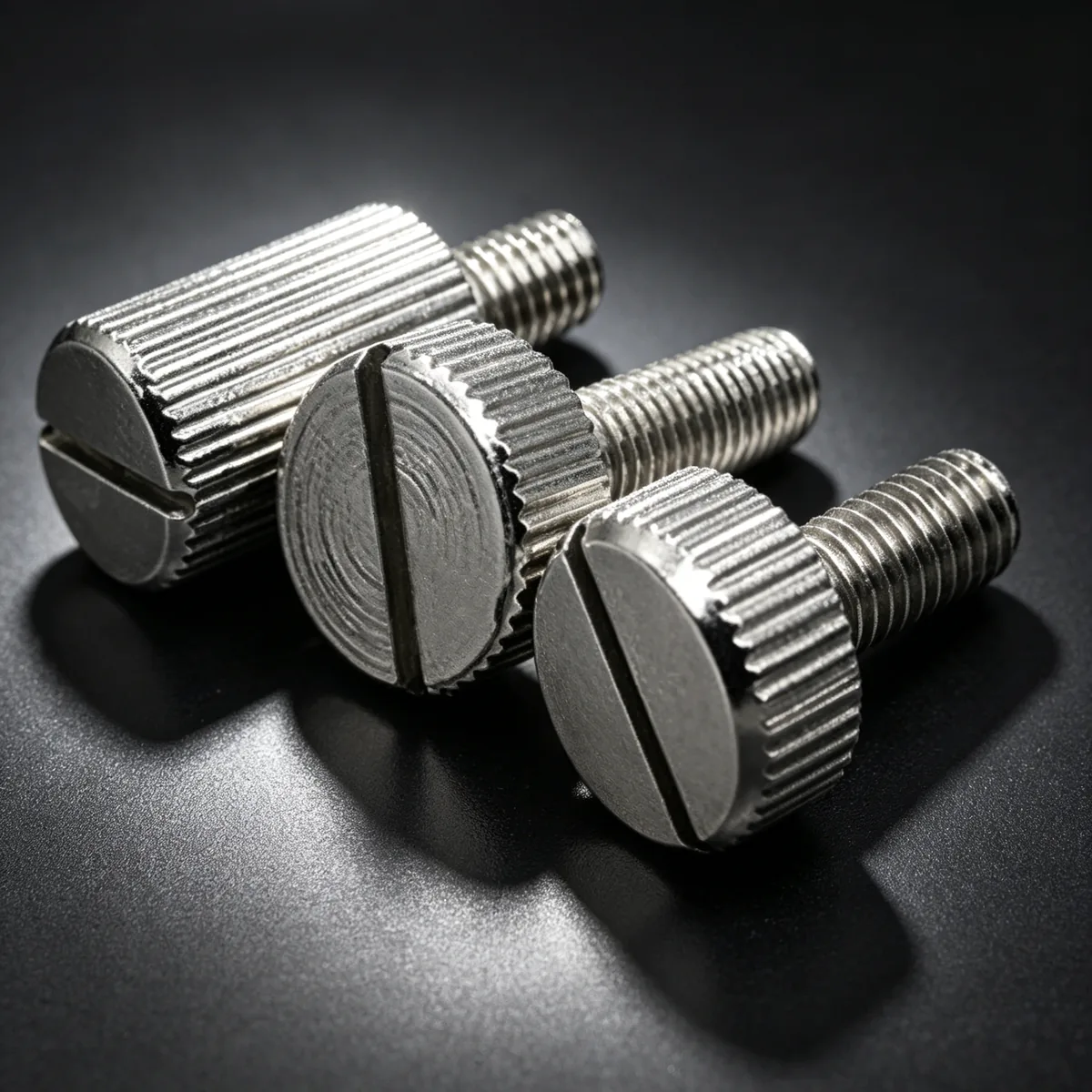 stainless steel slotted flat head knurled thumb machine screw